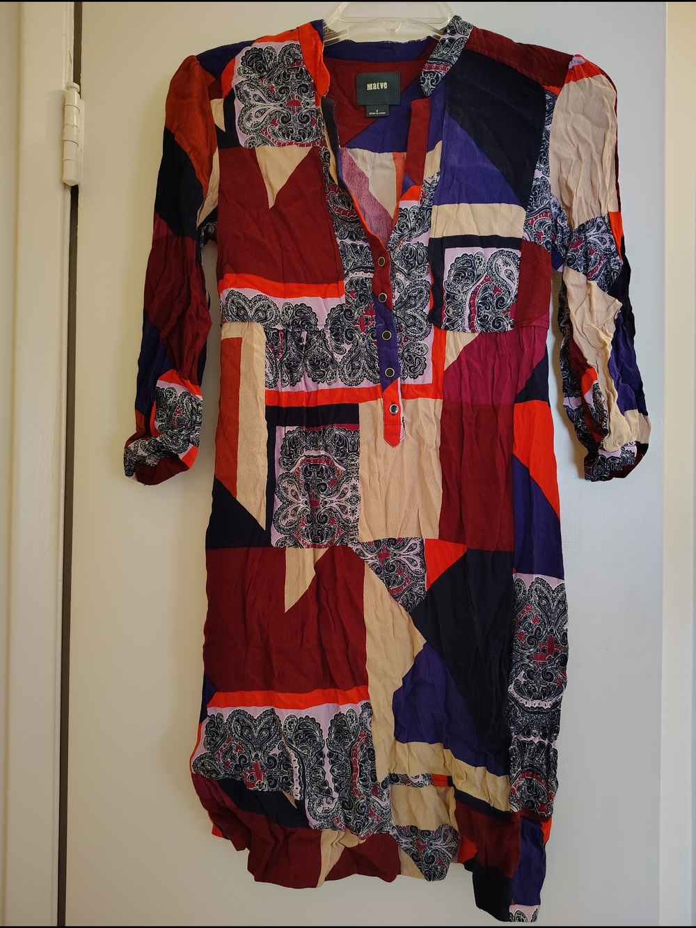 Maeve Multicolor Patchwork Paisley Tunic Dress